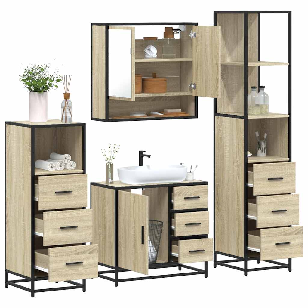 4Dílný Set Koupelnového Nábytku Kompozitní Dřevo