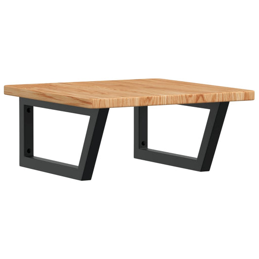 Deska Pod Umyvadlo Nástěnná Ocel A Masivní Dubové Dřevo Světle Hnědá A Černá