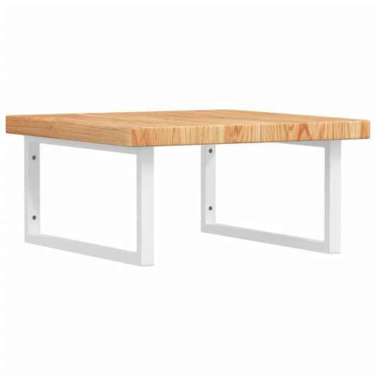 Deska Pod Umyvadlo Nástěnná Ocel A Masivní Dubové Dřevo Světle Hnědá A Bílá