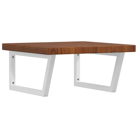 Deska Pod Umyvadlo Nástěnná Ocel A Masivní Dubové Dřevo Tmavě Hnědá A Bílá