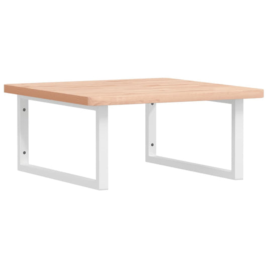 Deska Pod Umyvadlo Nástěnná Ocel A Masivní Bukové Dřevo Hnědá A Bílá