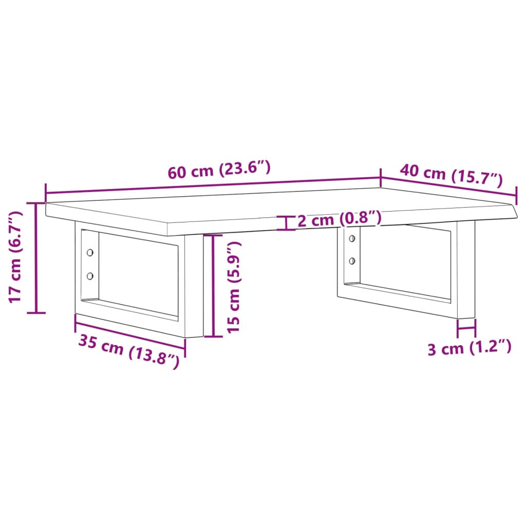 Deska Pod Umyvadlo Nástěnná Ocel A Masivní Dubové Dřevo