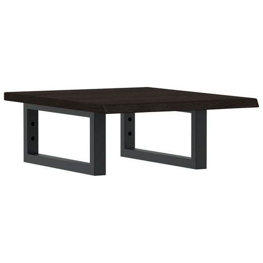 Deska Pod Umyvadlo Nástěnná Ocel A Masivní Dubové Dřevo Tmavě Hnědá A Černá