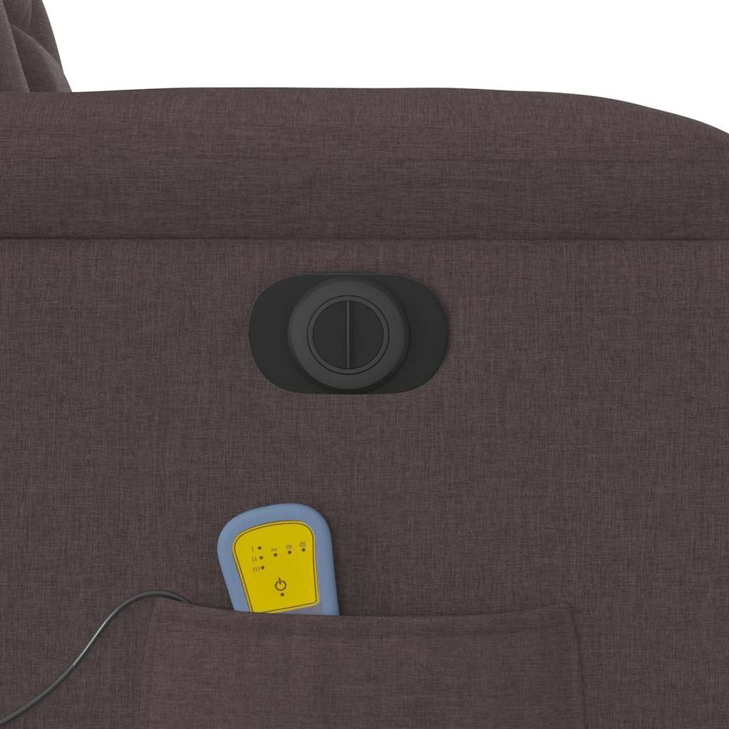 Elektrické Masážní Polohovací Křeslo Tmavě Hnědé Textil