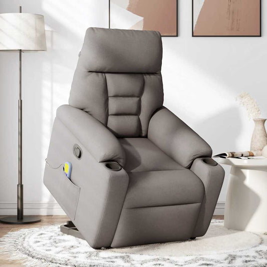 Zvedací Masážní Polohovací Křeslo Taupe Textil