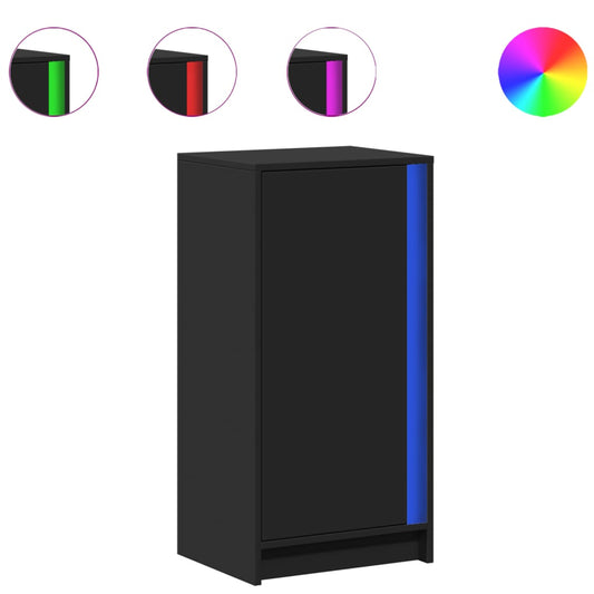 Příborník S Led Černý 42,5 X 34 X 85 Cm Kompozitní Dřevo