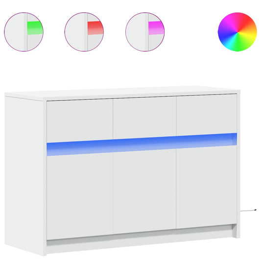Tv Skříňka S Led Bílá 91 X 34 X 61 Cm Kompozitní Dřevo