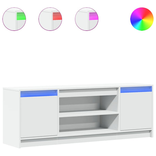 Tv Skříňka S Led Bílá 139,5 X 34 X 50 Cm Kompozitní Dřevo