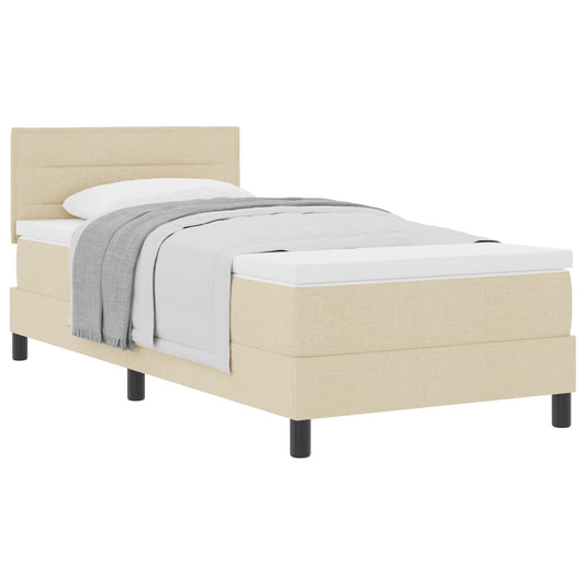 Postel S Boxspringem S Čelo Krémová 80 X 200 Cm Textil
