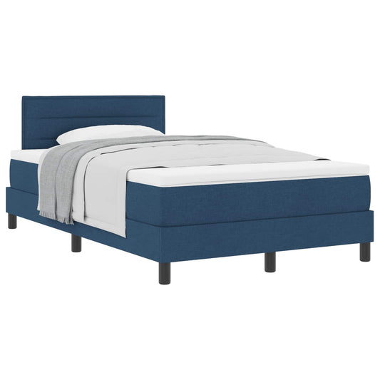 Postel S Boxspringem S Čelo Modrá 120 X 190 Cm Textil