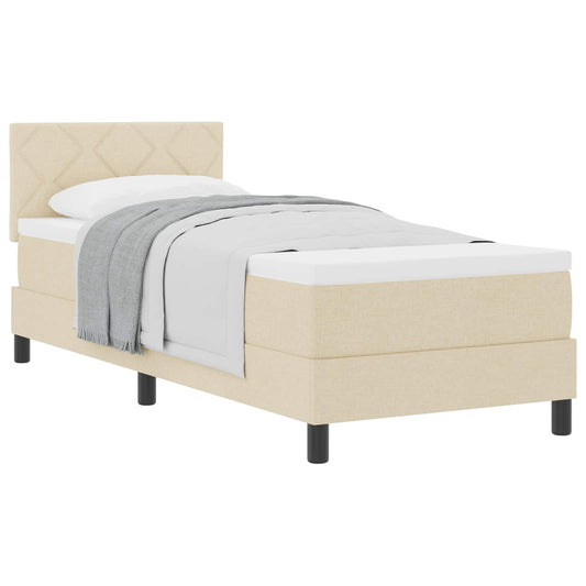 Postel S Boxspringem S Čelo Krémová 80 X 200 Cm Textil