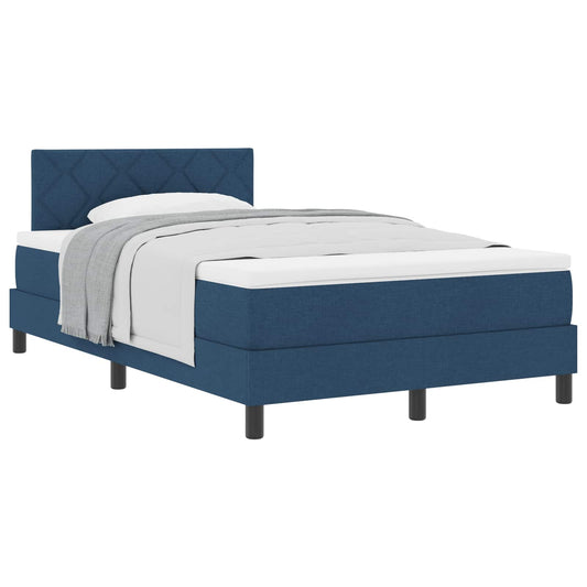 Postel S Boxspringem S Čelo Modrá 120 X 190 Cm Textil