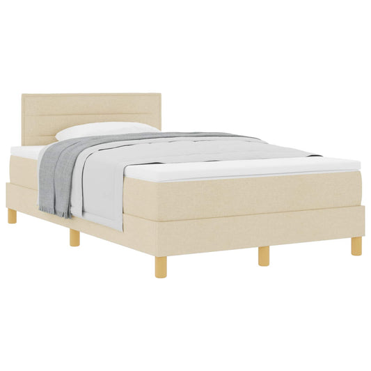 Postel S Boxspringem S Polštářem Krémová 120 X 190 Cm Textil