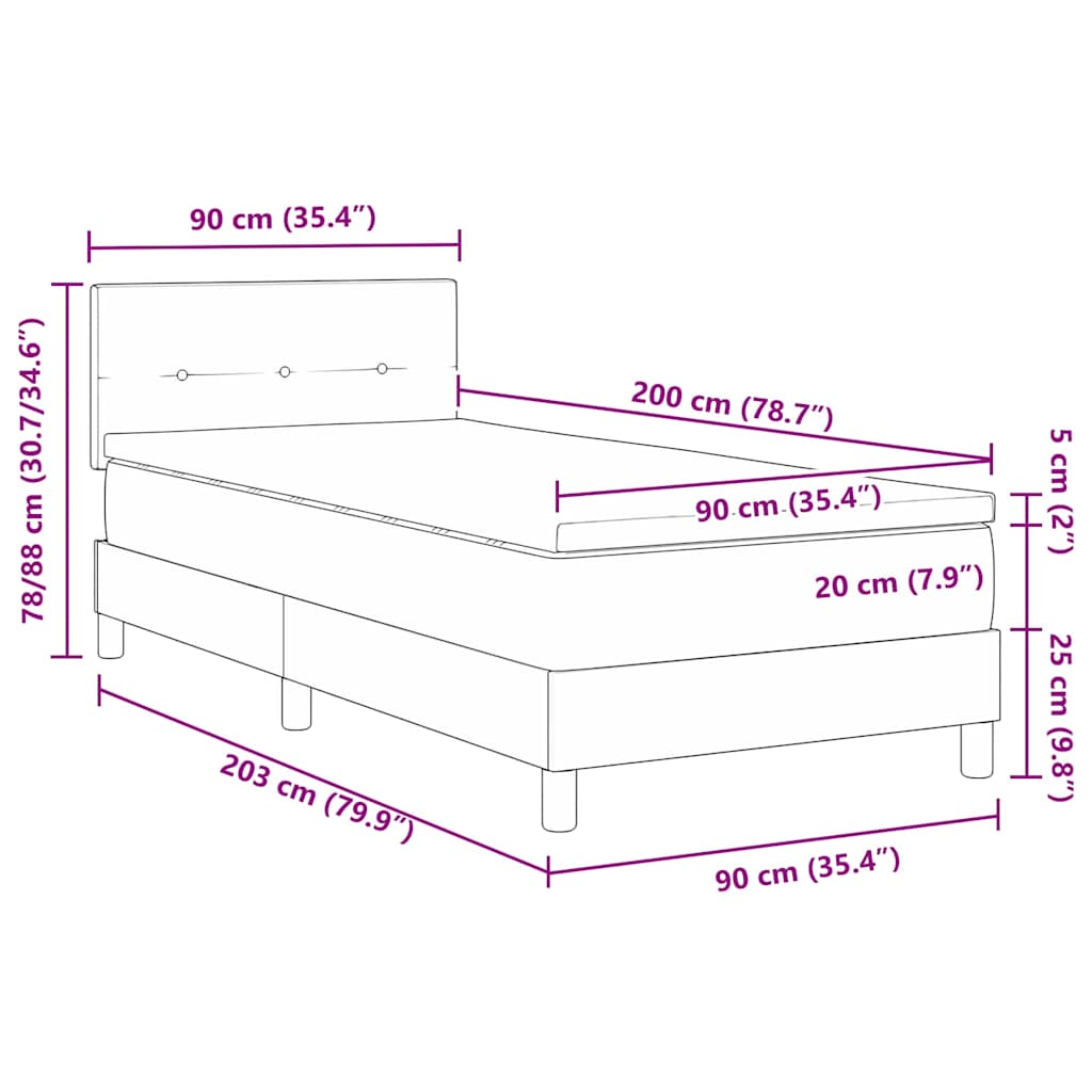 Postel S Boxspringem S Polštářem Černá 90 X 200 Cm Textil