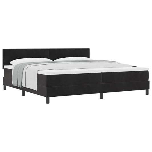 Postel S Boxspringem S Čelo Černá 200 X 200 Cm Samet