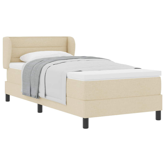 Postel S Boxspringem S Matrací Krémová 80 X 200 Cm Textil