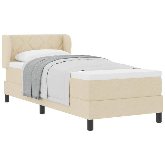 Postel S Boxspringem S Čelo Krémová 80 X 200 Cm Textil