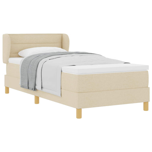 Postel S Boxspringem S Matrací Krémová 90 X 190 Cm Textil