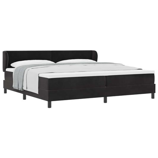 Postel S Boxspringem S Čelo Černá 200 X 200 Cm Samet