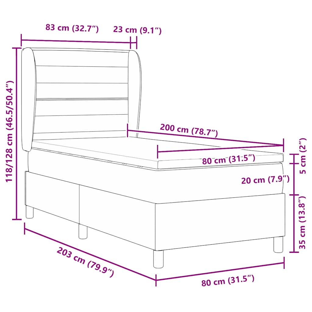 Postel S Boxspringem S Matrací Světle Šedá 200 X 80 Cm Textil