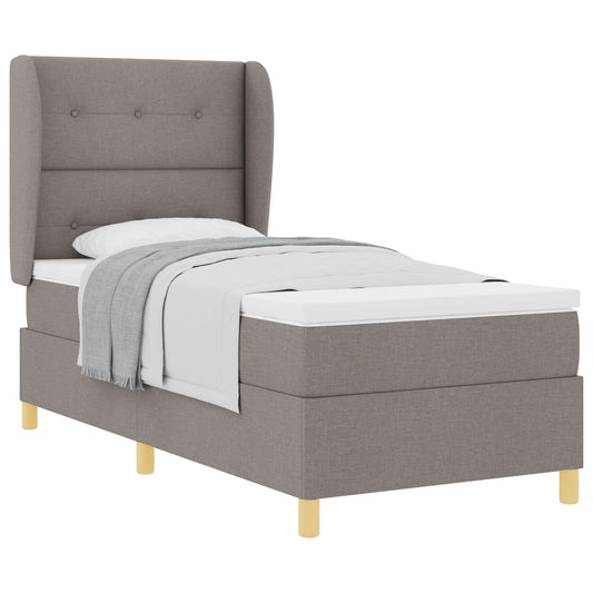 Postel S Boxspringem S Čelo Taupe 200 X 100 Cm Textil
