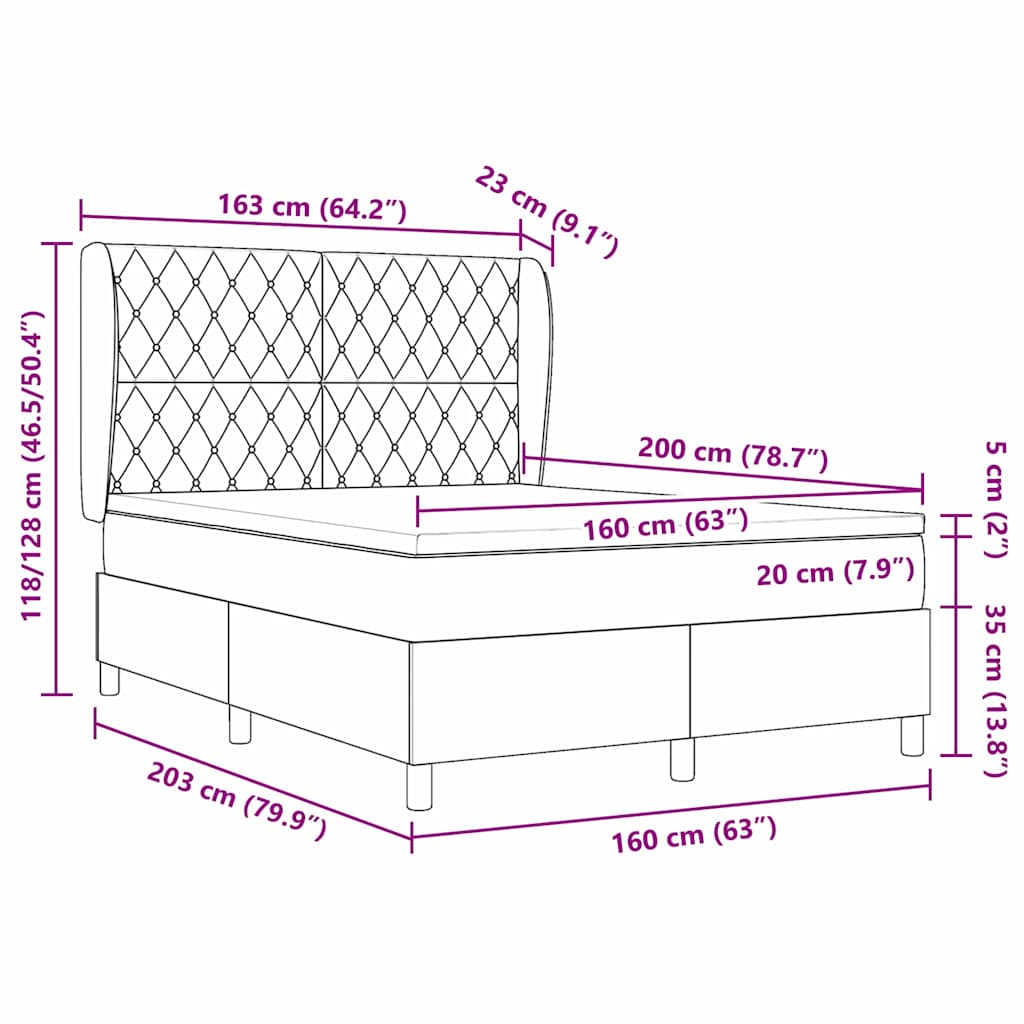 Postel S Boxspringem S Matrací Světle Šedá 200 X 160 Cm Samet