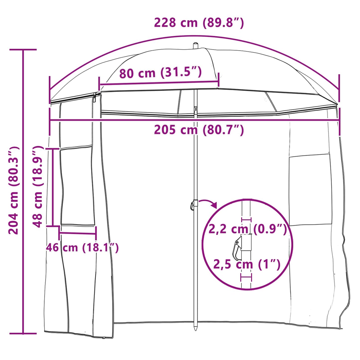 Rybářský Deštník Žlutá Armádní 240 X 210 Cm Oxford Polyester