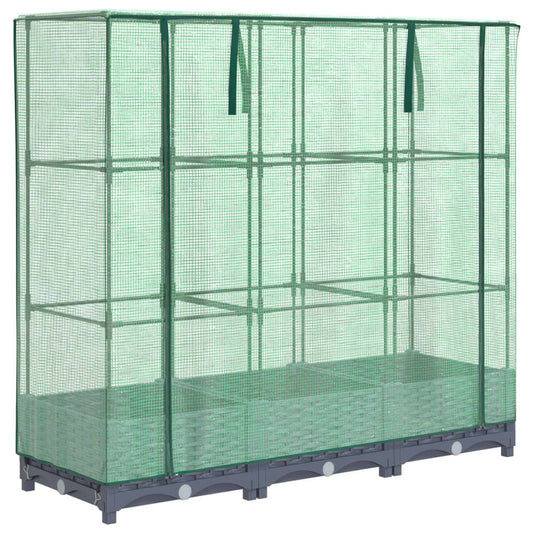 Vyvýšený Záhon Se Skleníkem Ratanový Vzhled