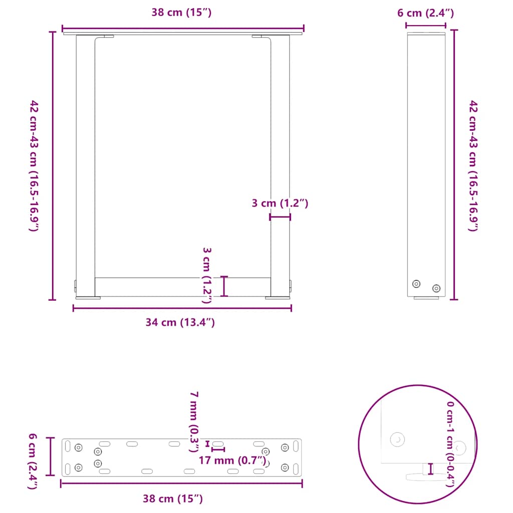 Nohy Konferenčního Stolku Ve Tvaru U, 2 Ks, Černé, 38 X (42-43) Cm, Ocel