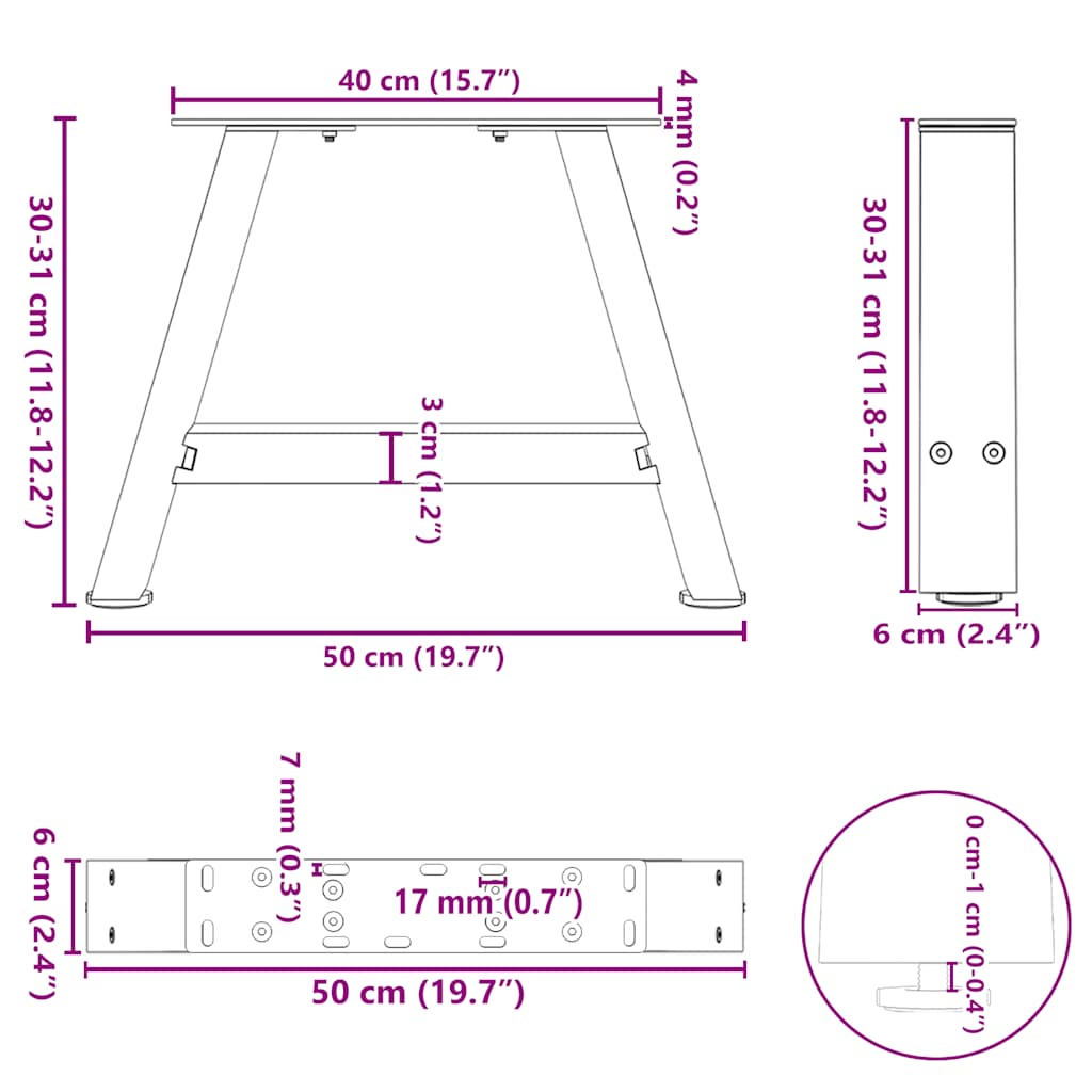 Nohy Konferenčního Stolku Ve Tvaru A, 2 Ks, Černé, 50 X (30-31) Cm, Ocel