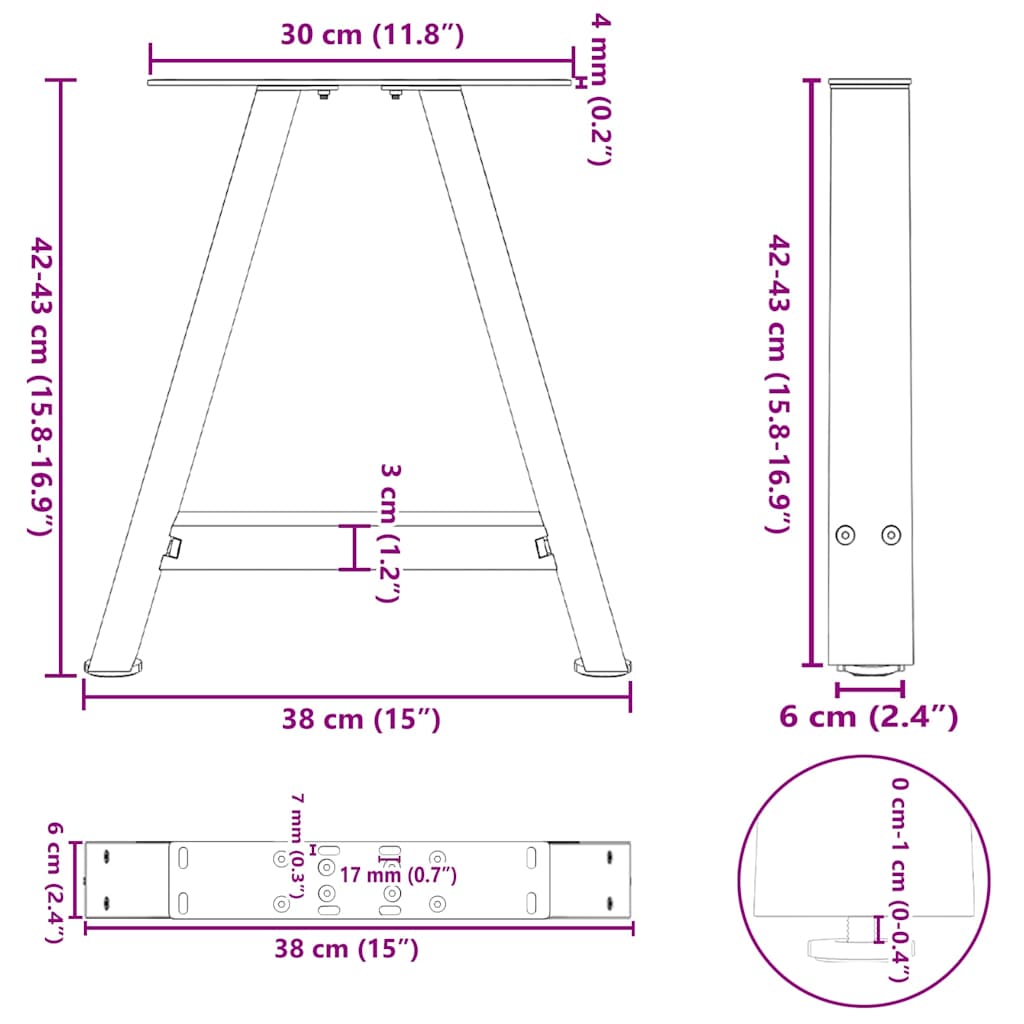 Nohy Konferenčního Stolku Ve Tvaru A, 2 Ks, Bílé, 38 X (42-43) Cm, Ocel