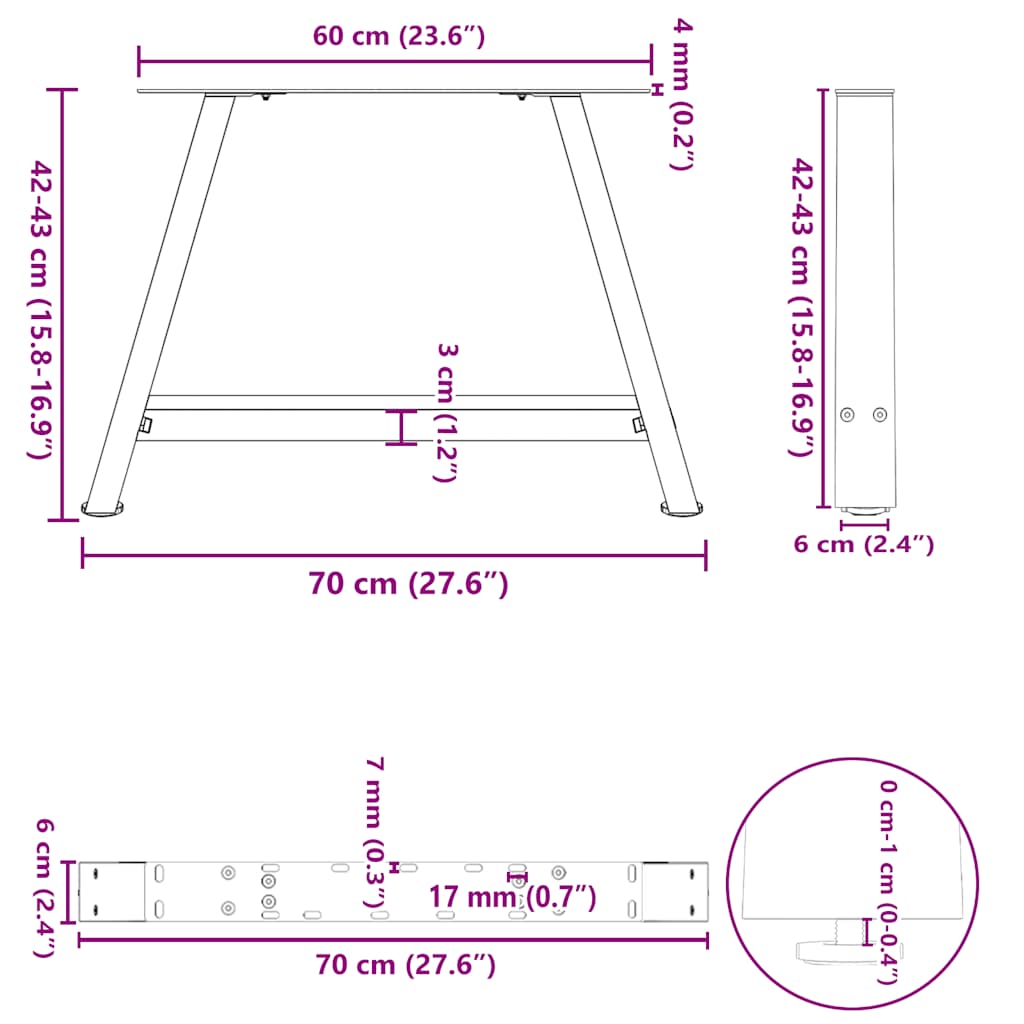 Nohy Konferenčního Stolku Ve Tvaru A, 2 Ks, Bílé, 70 X (42-43) Cm, Ocel