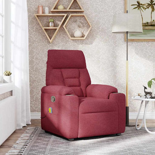 Masážní Polohovací Křeslo Vínové Textil