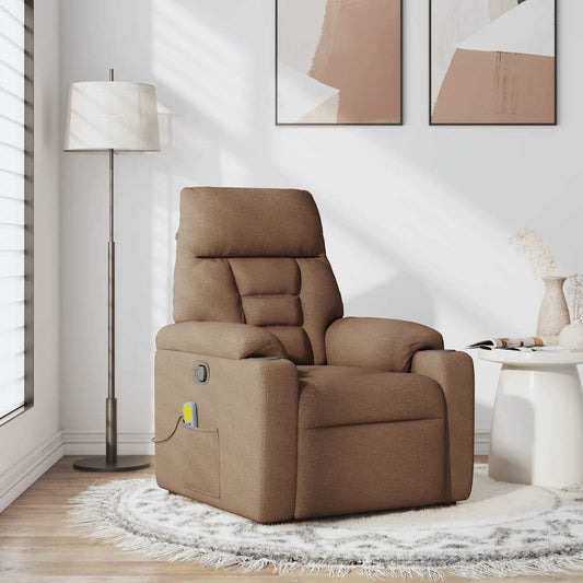 Masážní Polohovací Křeslo Hnědé Textil