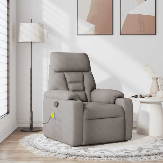 Masážní Polohovací Křeslo Taupe Textil