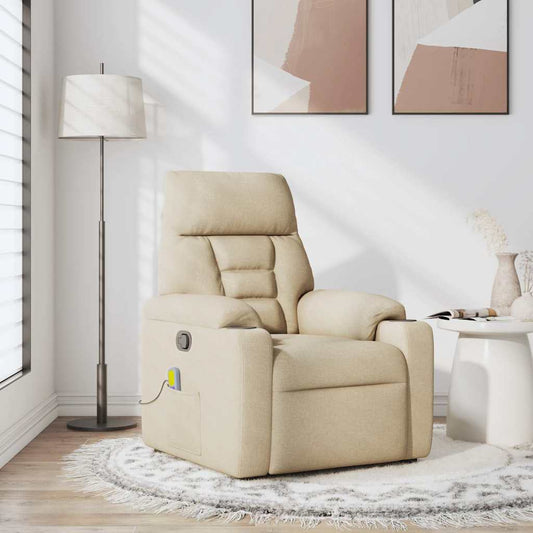 Masážní Polohovací Křeslo Krémové Textil