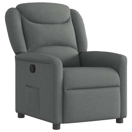 Polohovací Křeslo Tmavě Šedé Textil Tmavě Šedá