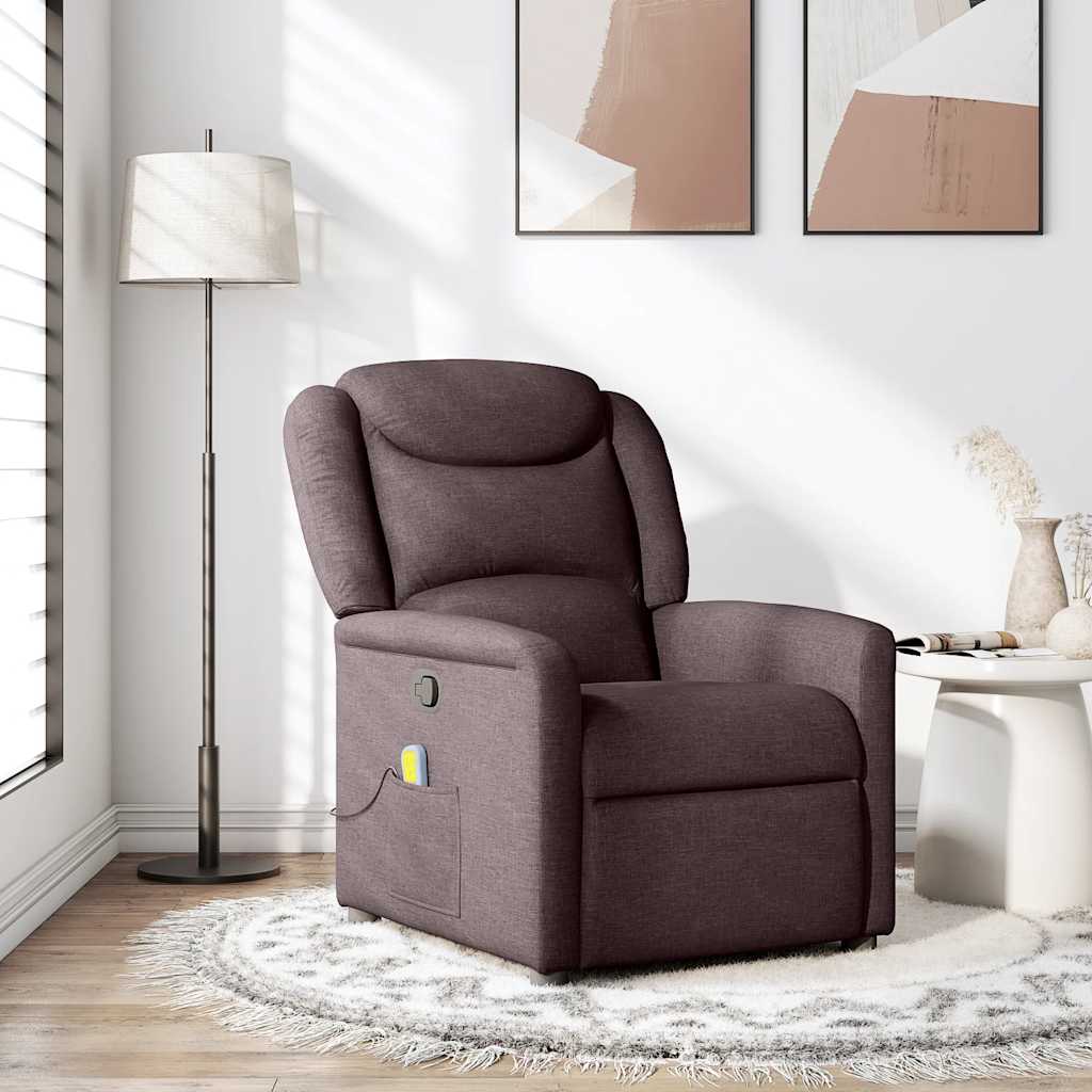 Polohovací Křeslo Tmavě Hnědé Textil Tmavě Hnědá