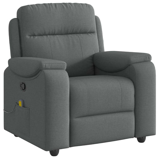 Masážní Polohovací Křeslo Tmavě Šedé Textil Tmavě Šedá