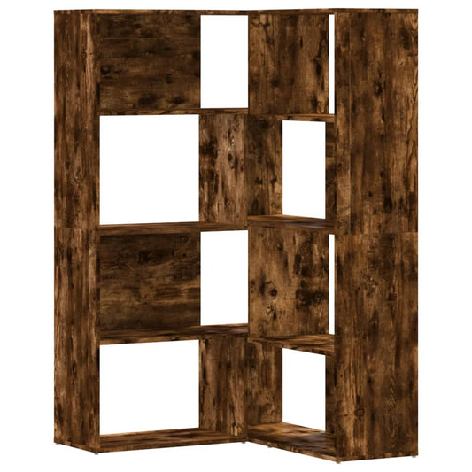 Rohová Knihovna 4Patrová Kouřový Dub 85 X 85 X 140 Cm Kompozit