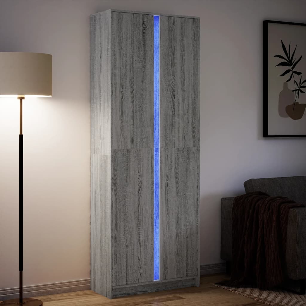 Skříň Highboard S Led Šedá Sonoma 41,5 X 32,5 X 200 Cm Kompozit