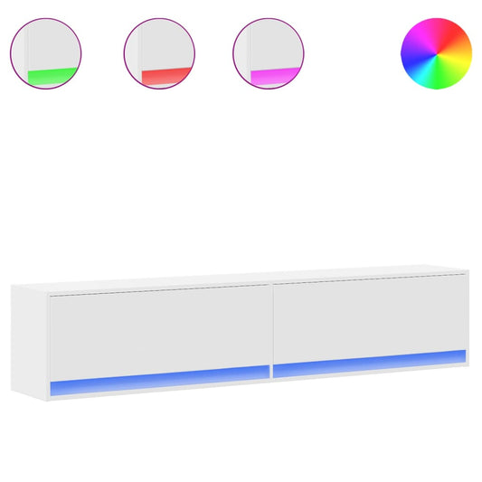 Nástěnná Tv Skříňka S Led Bílá 180 X 31 X 38 Cm