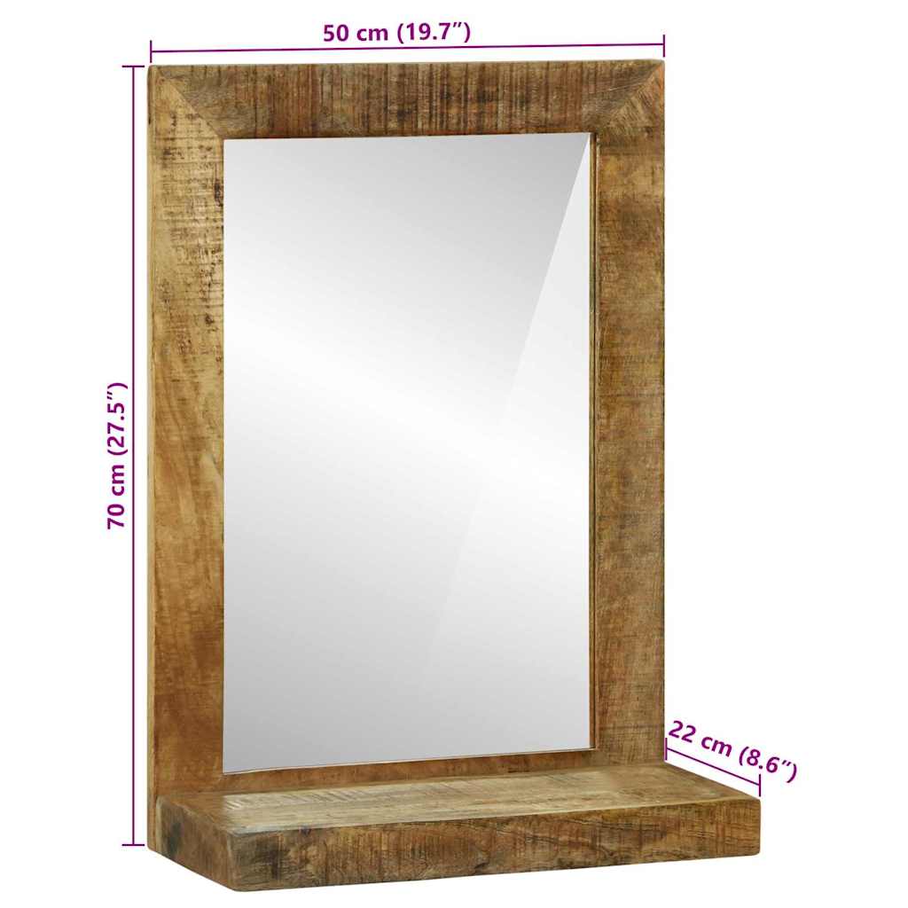 Koupelnové Zrcadlo Hnědá 50 X 22 X 70 Cm Masivní Mangové Dřevo