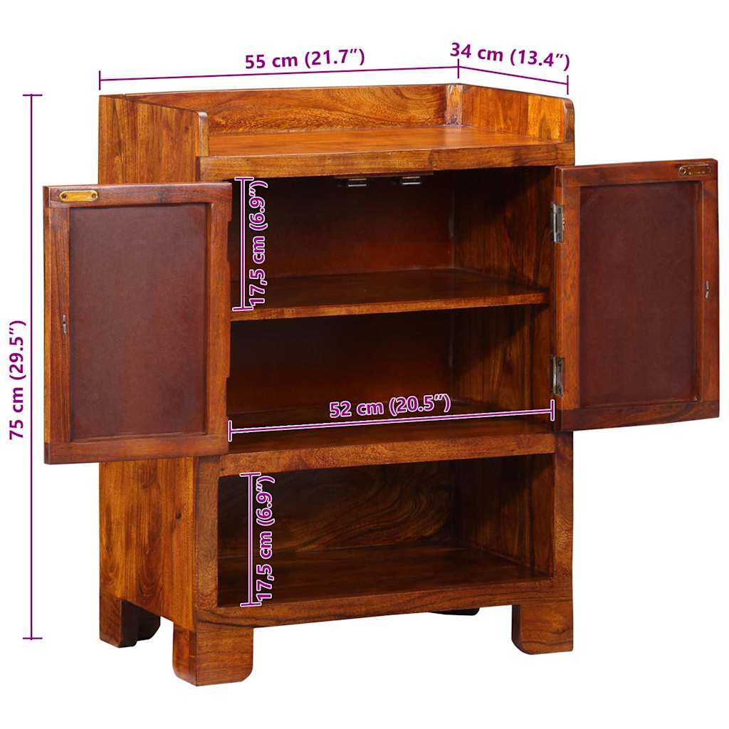 Skříň Na Obuv Hnědá 55 X 35 X 75 Cm Masivní Akátové Dřevo