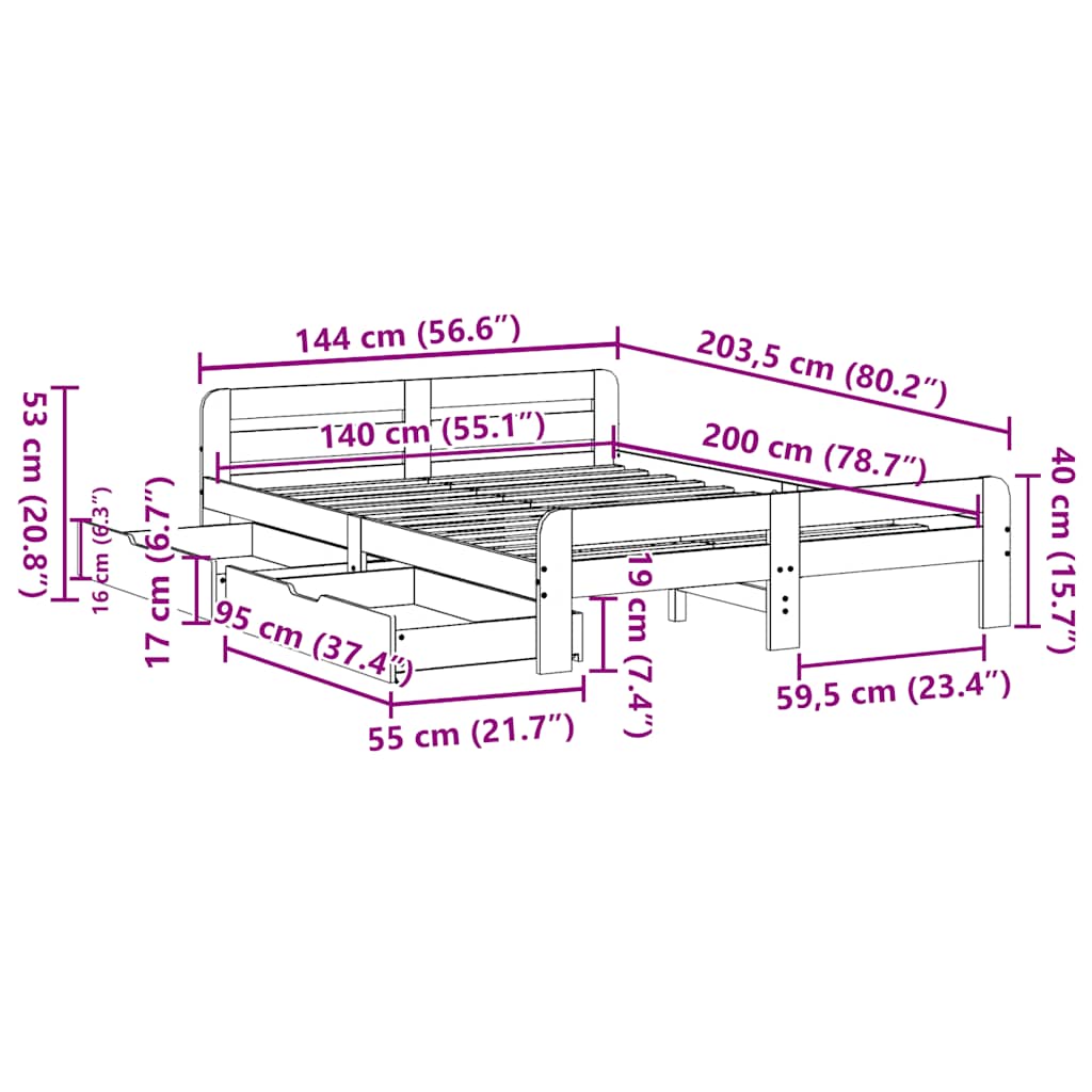 Postel Bez Matrace Masivní Borovice