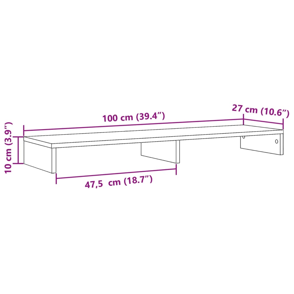 Stojan Na Monitor Šedý Sonoma 100 X 27 X 10 Cm Kompozitní Dřevo