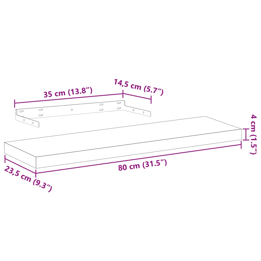 Plovoucí Police 4 Ks 80 X 23,5 X 4 Cm Kompozitní Dřevo