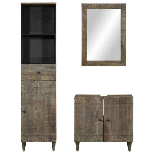 3Dílná Koupelnová Sestava Masivní Mangovníkové Dřevo