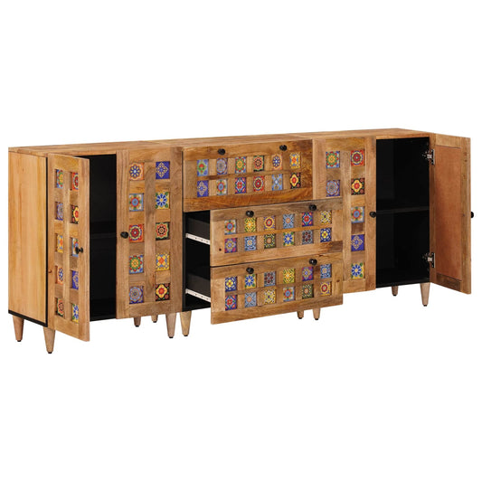 Servírovací Skříň 3 Ks 60 X 33,5 X 75 Cm Masivní Mangové Dřevo
