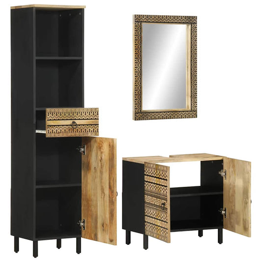 3Dílná Koupelnová Sestava Masivní Mangovníkové Dřevo